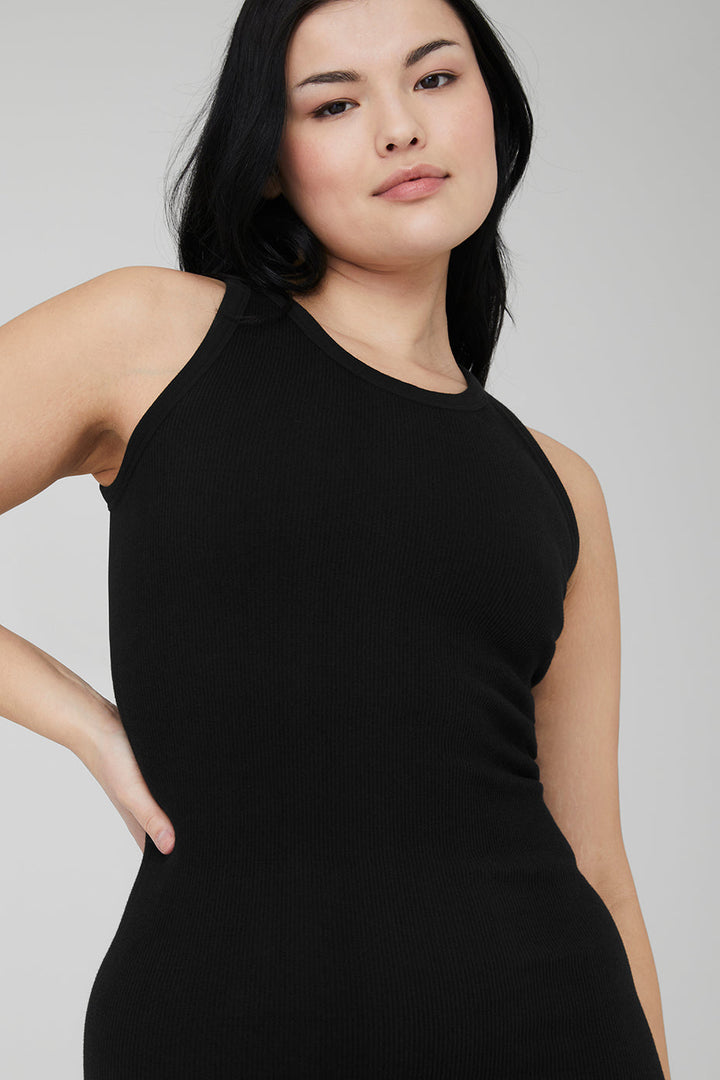 Seamless Ribbed Warm Nights Dress - Black