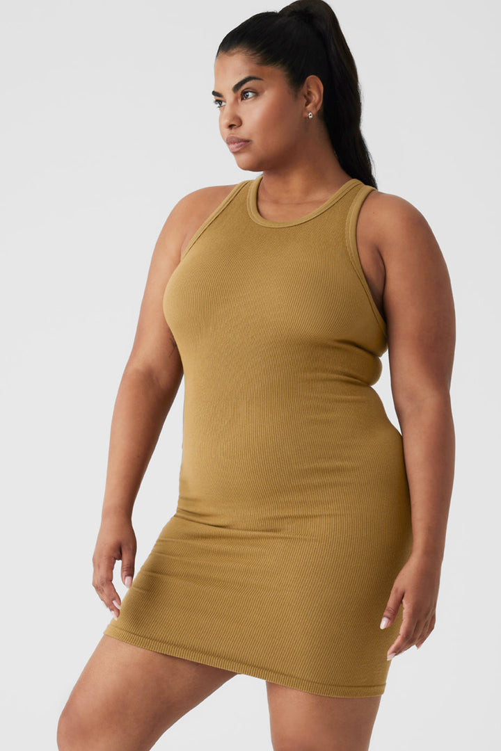 Seamless Ribbed Warm Nights Dress - Golden Olive Branch