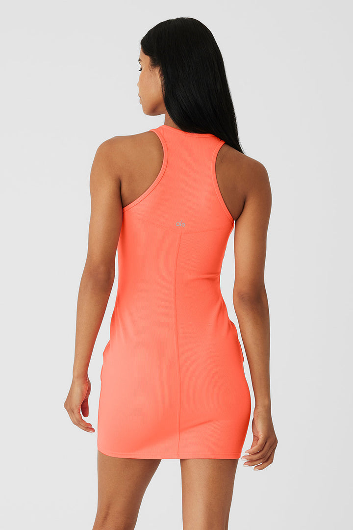 Airlift Ribbed Magnetic Dress - Candy Orange