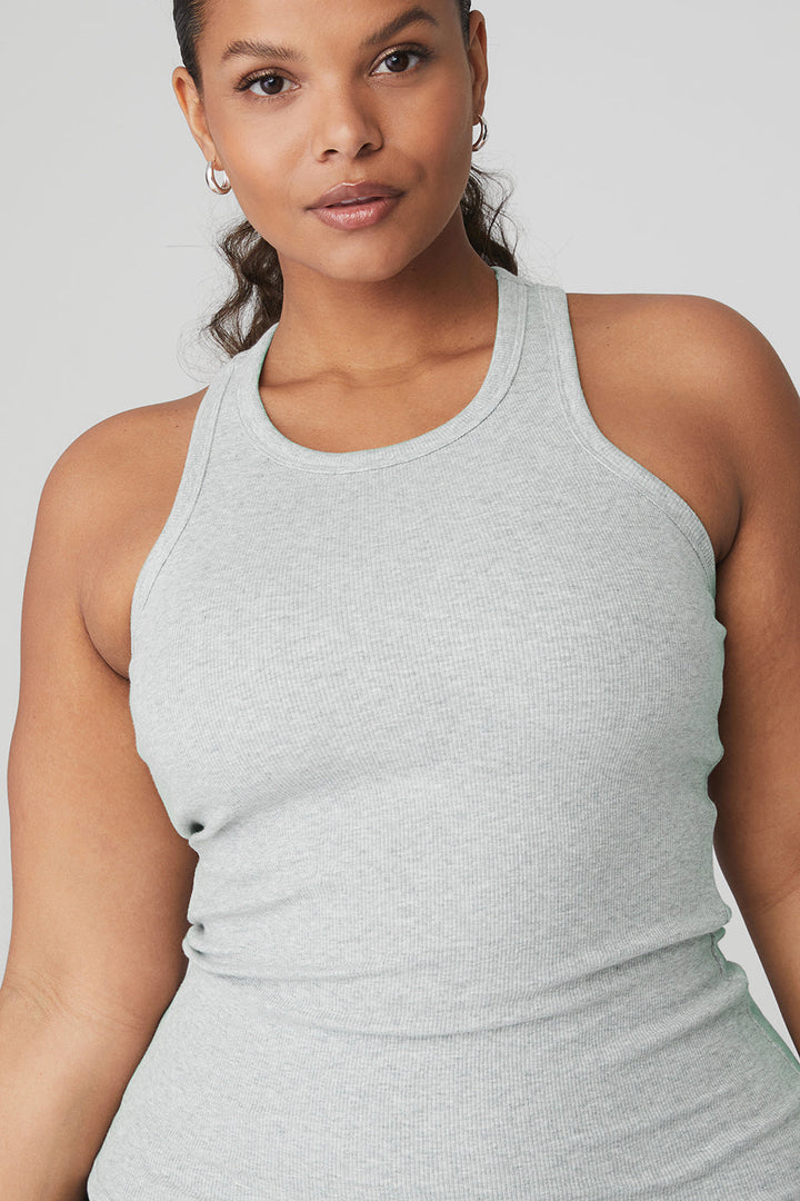 Ribbed Aspire Full Length Tank - Athletic Heather Grey