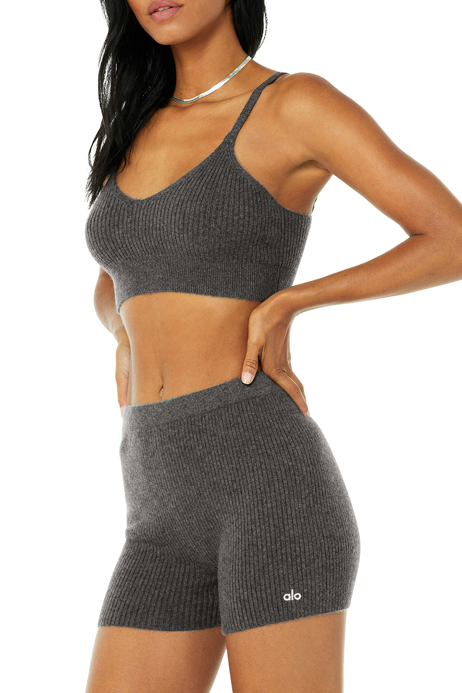 Cashmere Ribbed Staycation Bra - Cozy Grey Heather