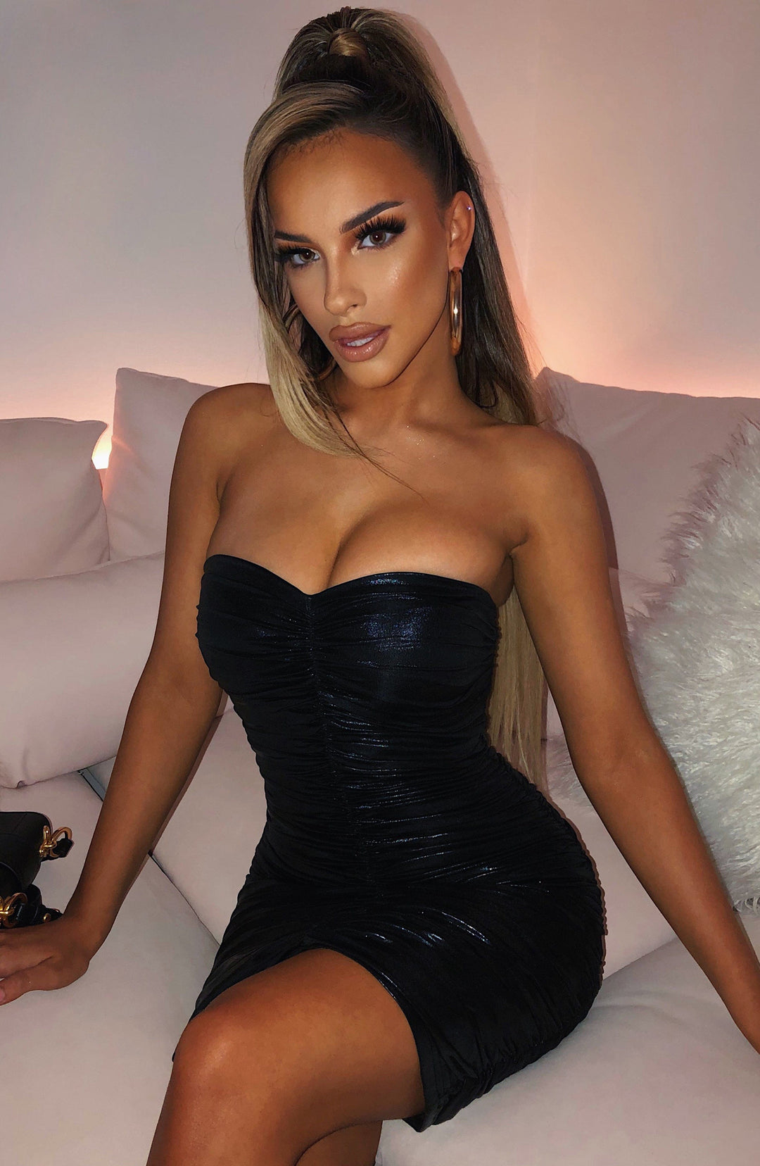 Shyla Mini Dress - Black Shine